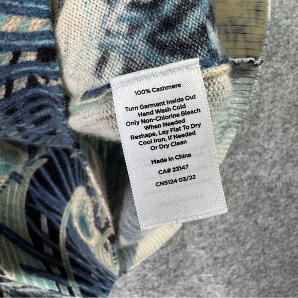 Talbots Petite Pure Cashmere Sweater Peacock Feather Print Quiet Luxury Size SP - Picture 5 of 15